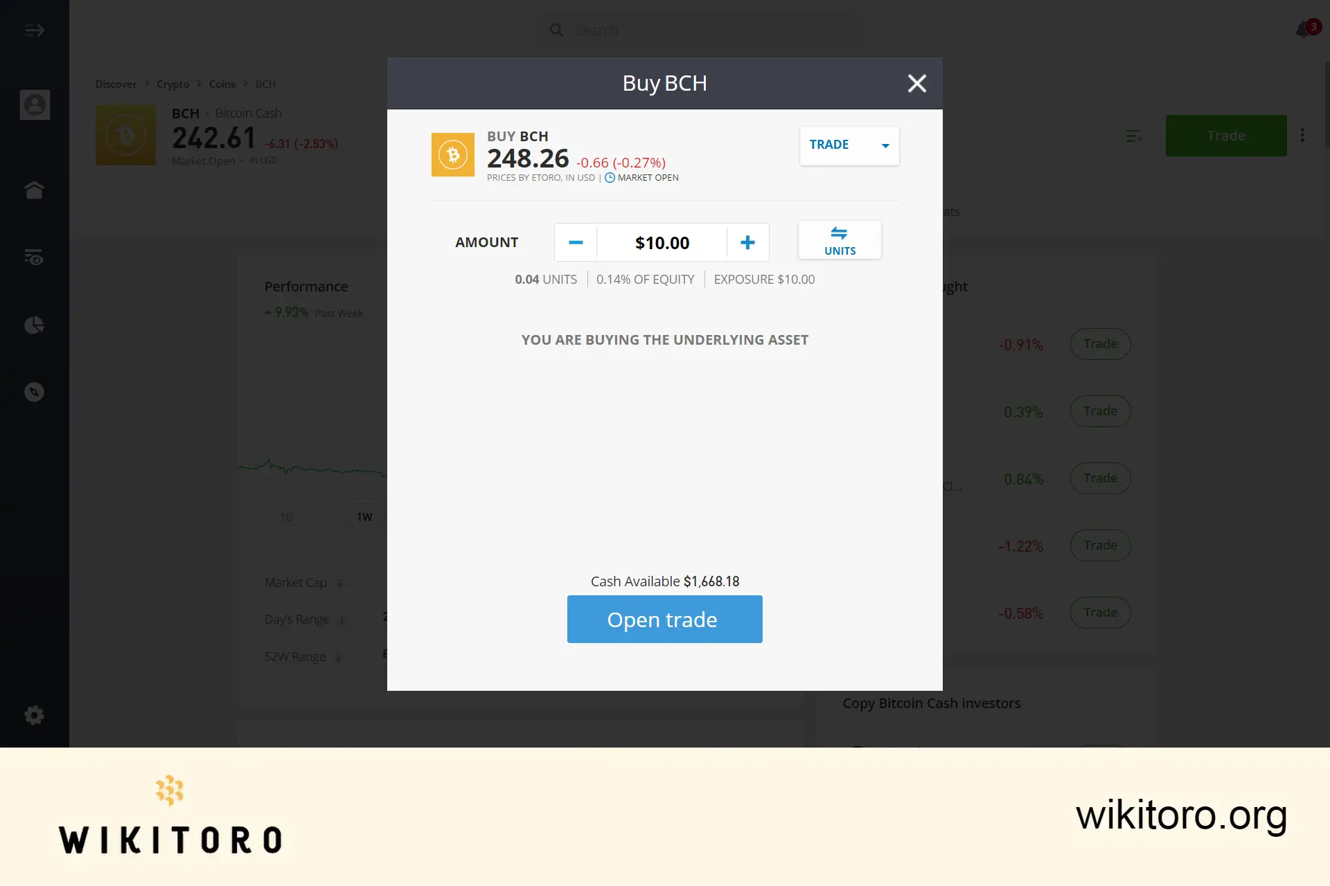 Buying Bitcoin Cash on eToro