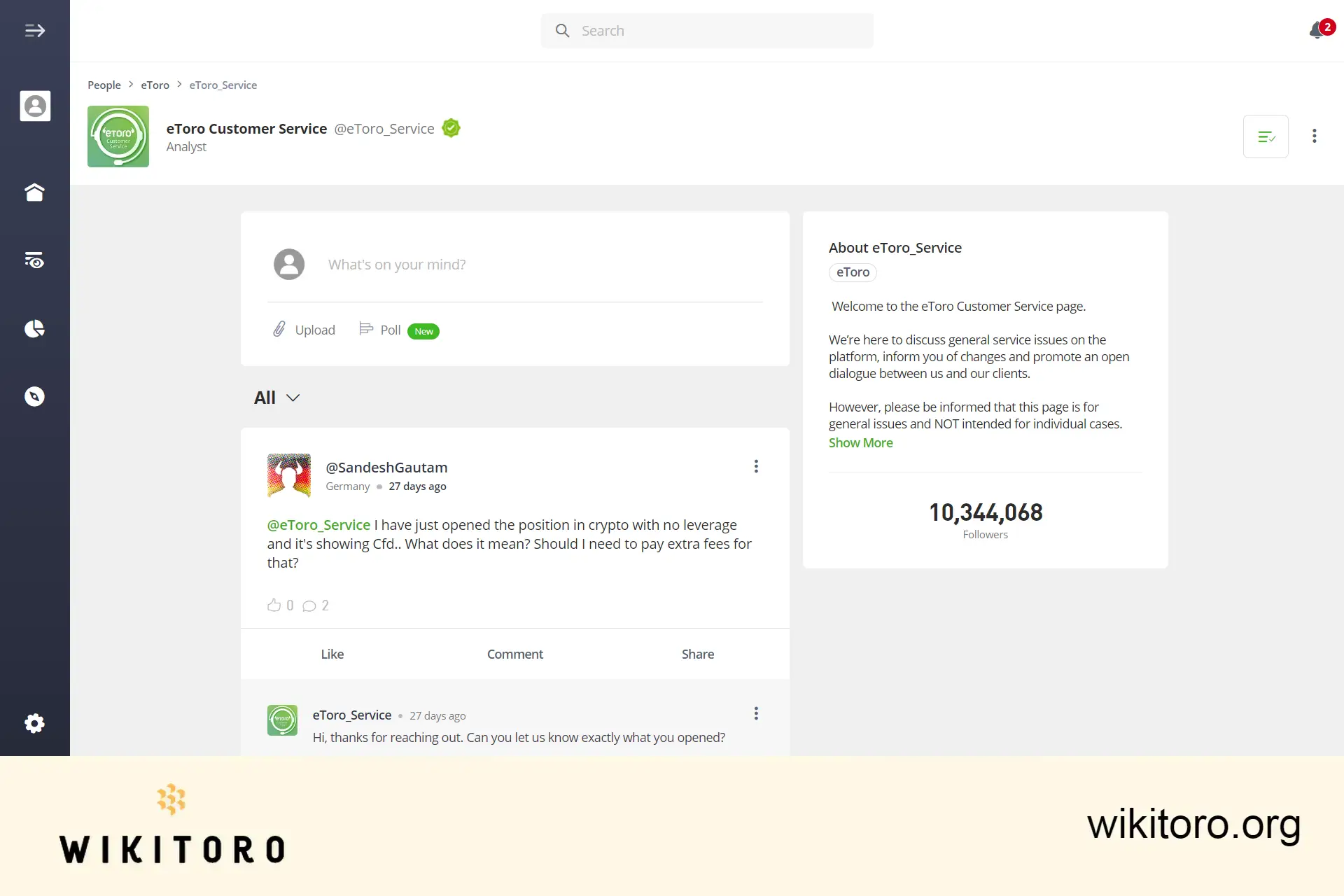 eToro_Service user profile